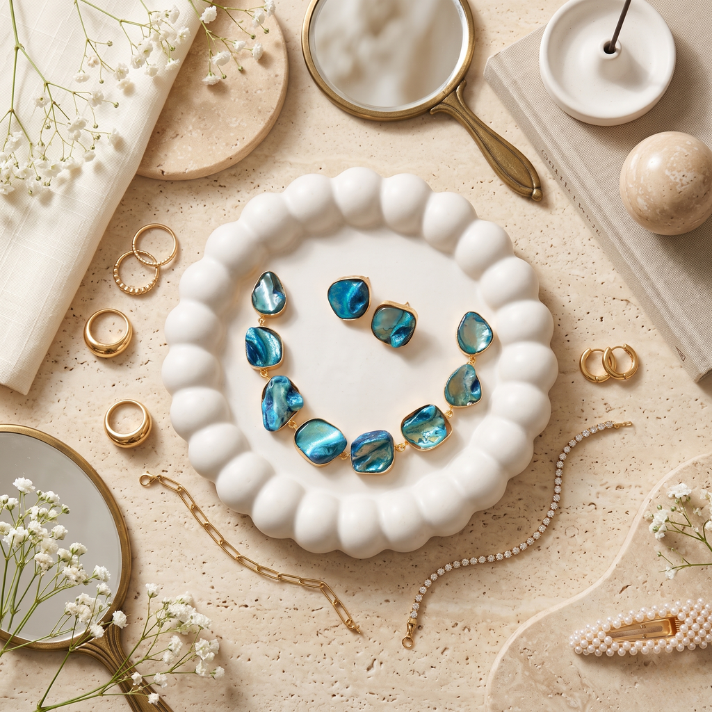 Ocean Mother of Earth Necklace & Earring Set