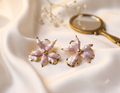 Off-White Resin Flower Cluster Statement Earrings
