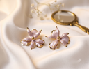 Off-White Resin Flower Cluster Statement Earrings