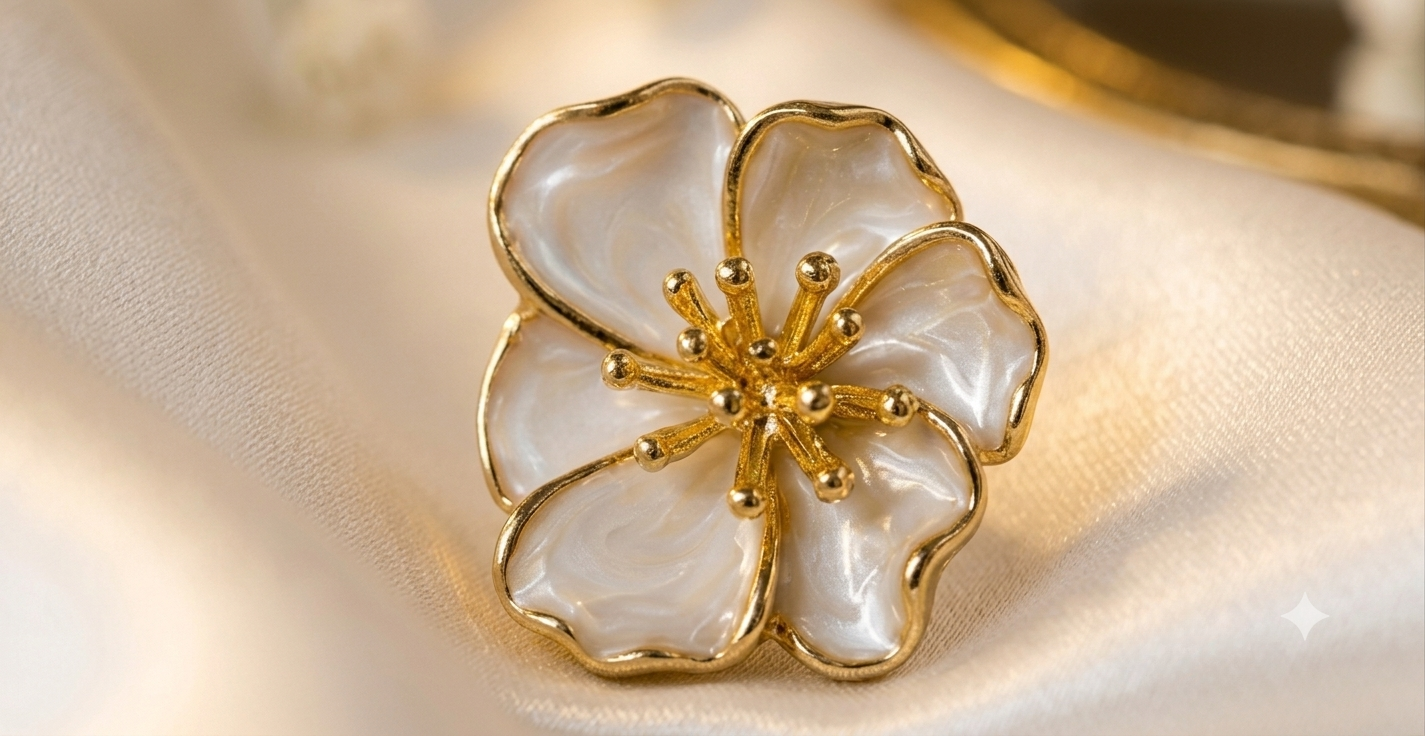 White Glossy Ivory Enamel Floral Earrings