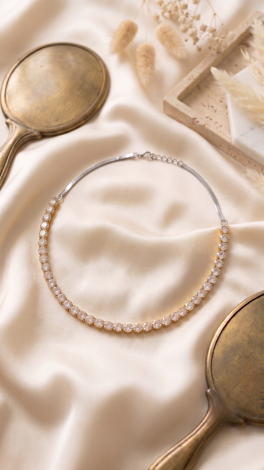 Gold CZ Choker Necklace & Earring Set