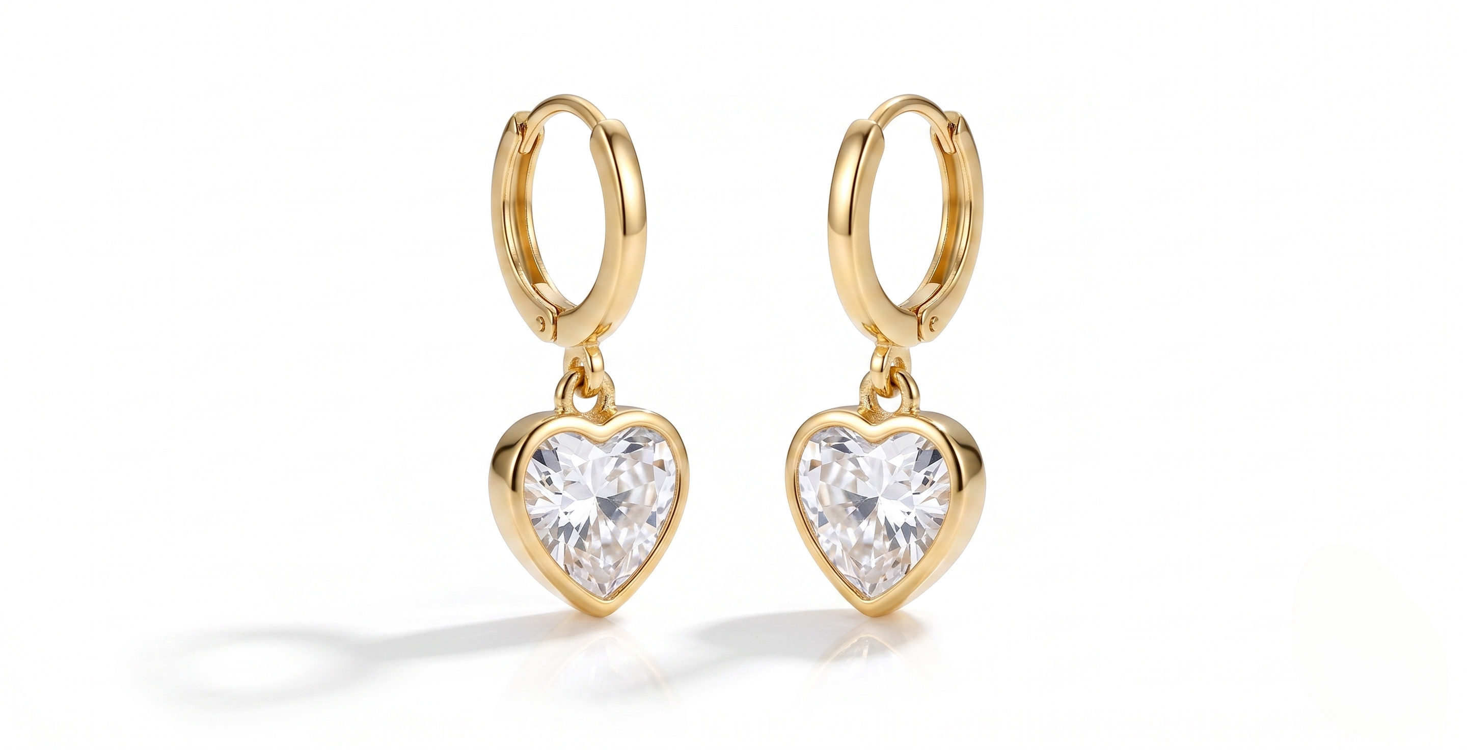 Dewdrop Trio (Heart) — Crystal Drop Huggie Hoops · Set of 3
