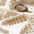 Dewdrop Trio (Circle) — Crystal Drop Huggie Hoops · Set of 3
