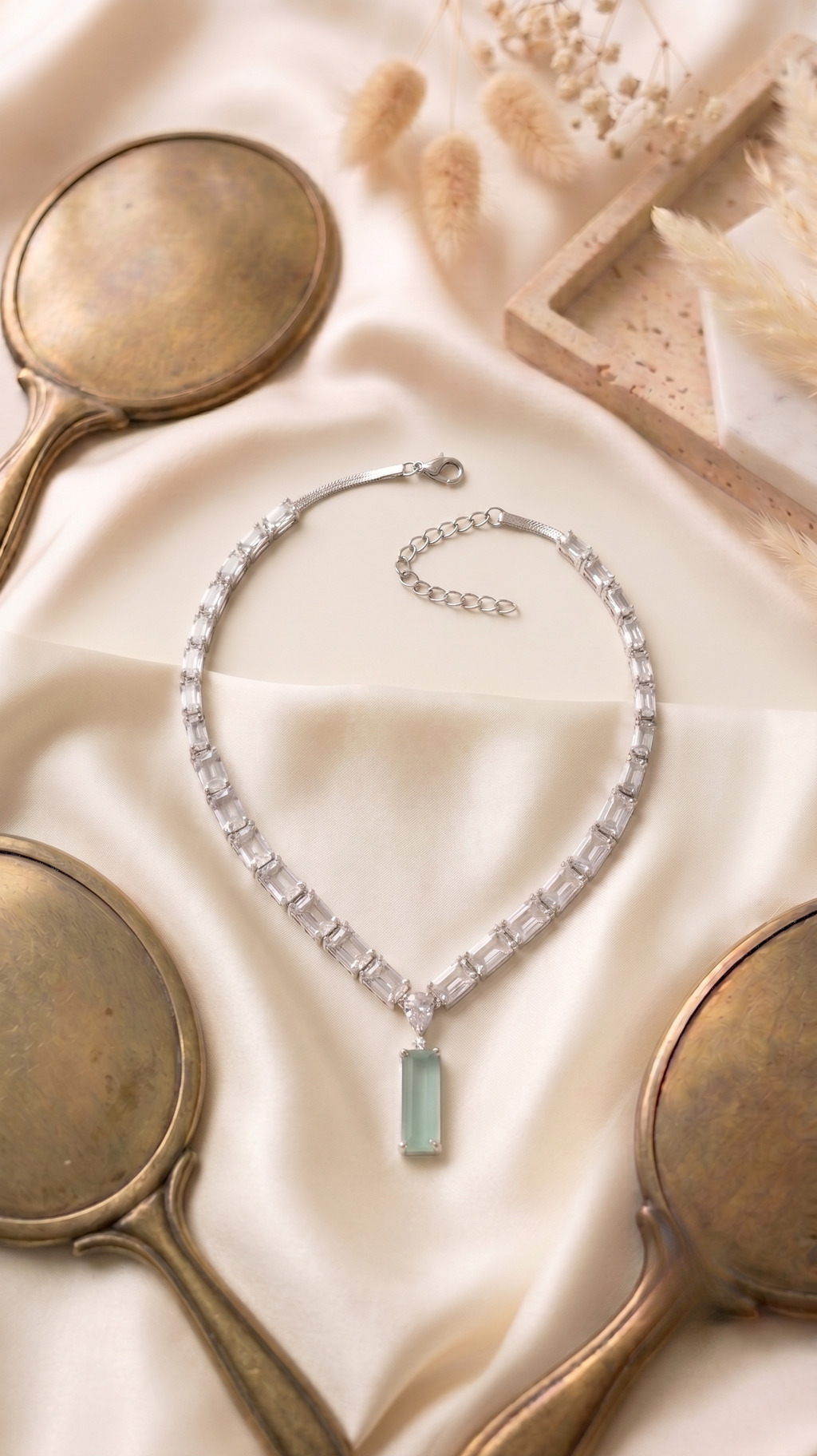 Emerald Green Pendant CZ Choker Set