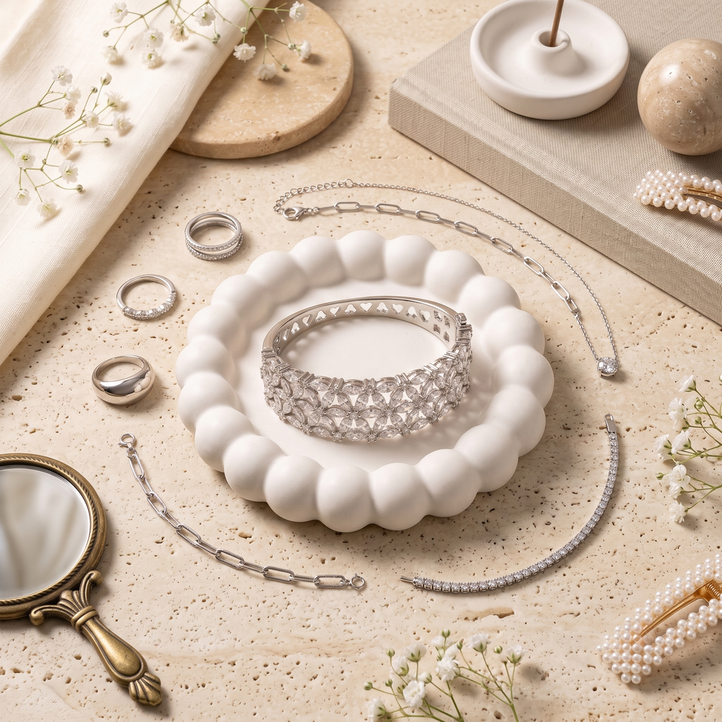 Petal to the Metal  Crystal Bloom Statement Bracelet