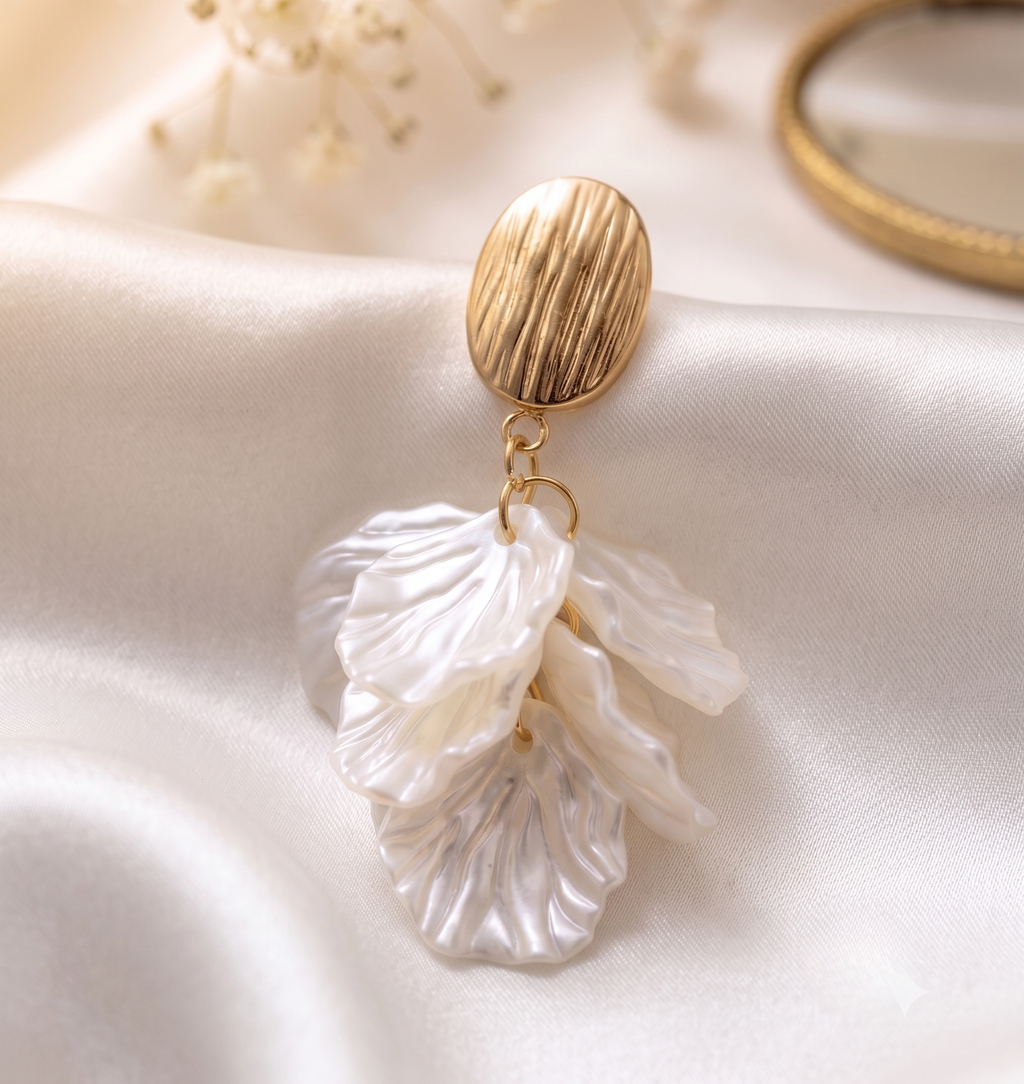 Ivory Acrylic Petal Drop Earrings