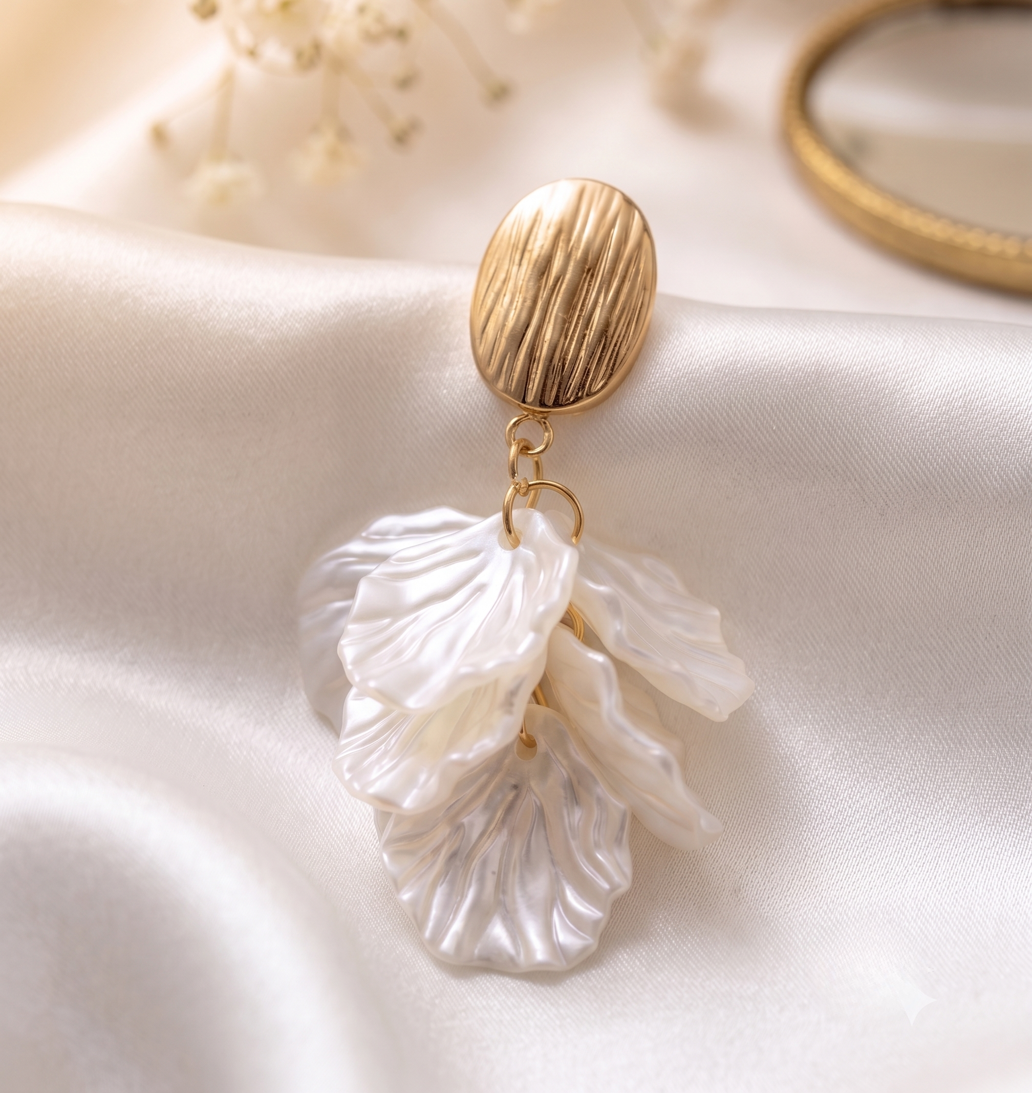 Ivory Acrylic Petal Drop Earrings