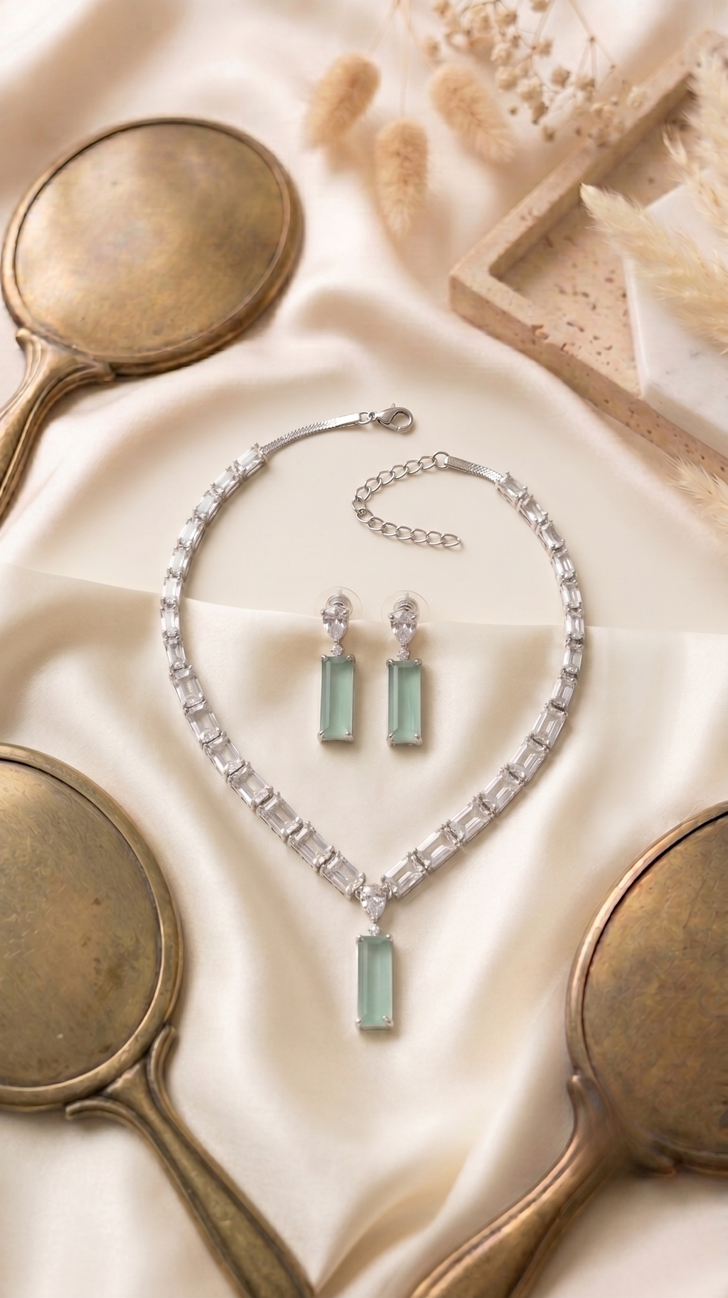 Emerald Green Pendant CZ Choker Set