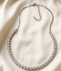 Silver CZ Choker Necklace & Earring Set