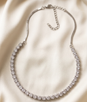 Silver CZ Choker Necklace & Earring Set