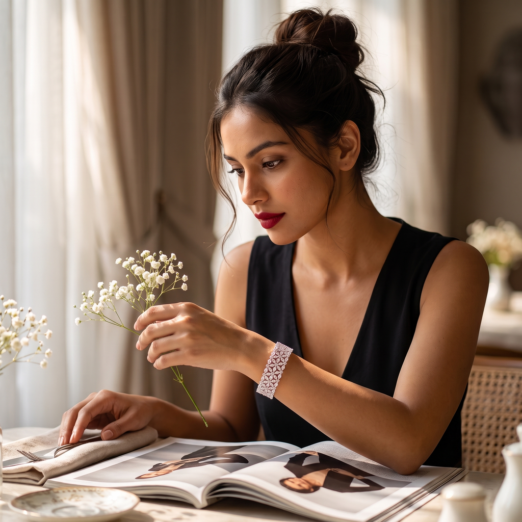 Petal to the Metal  Crystal Bloom Statement Bracelet