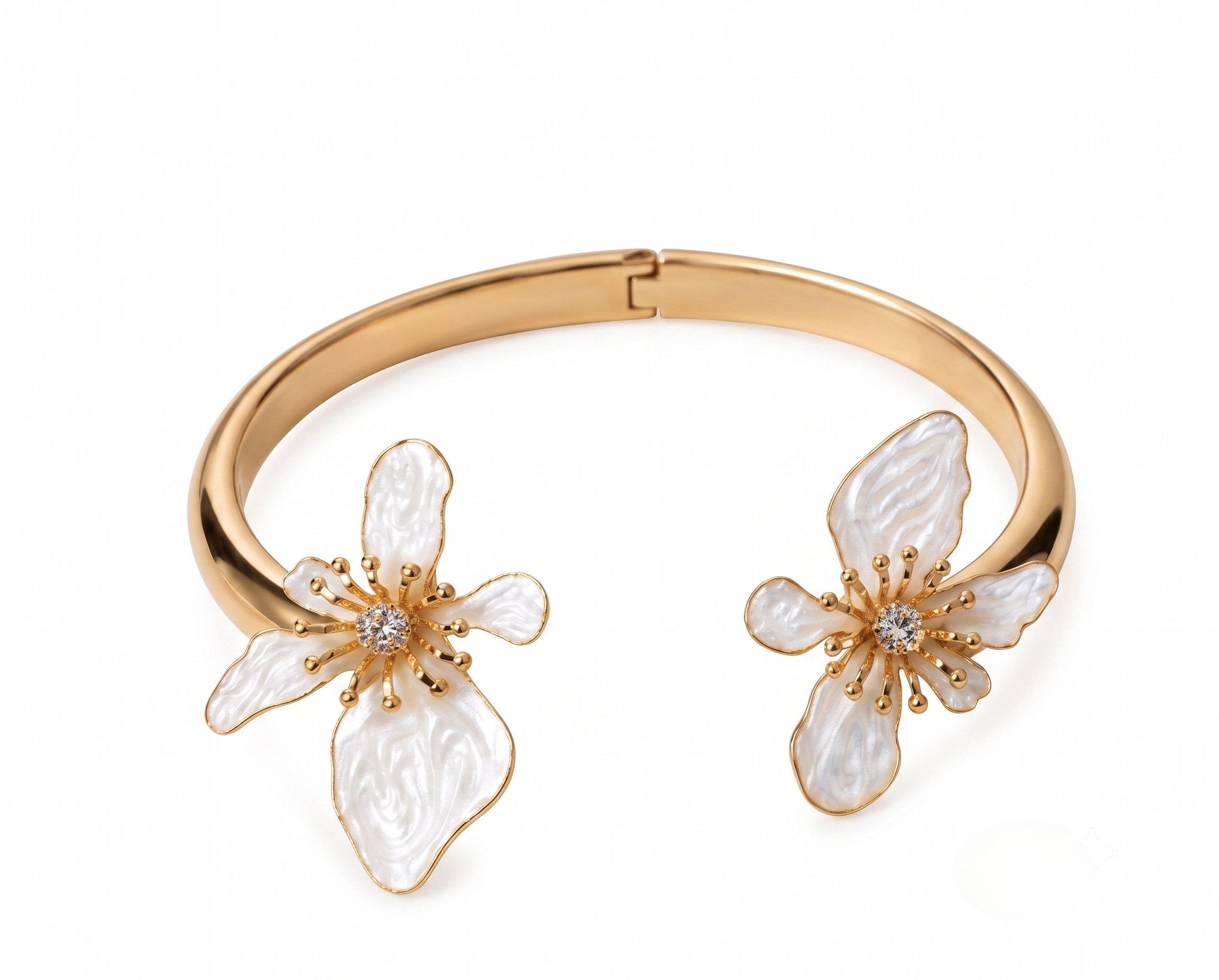 White Ivory Flower Arm Cuff Bracelet