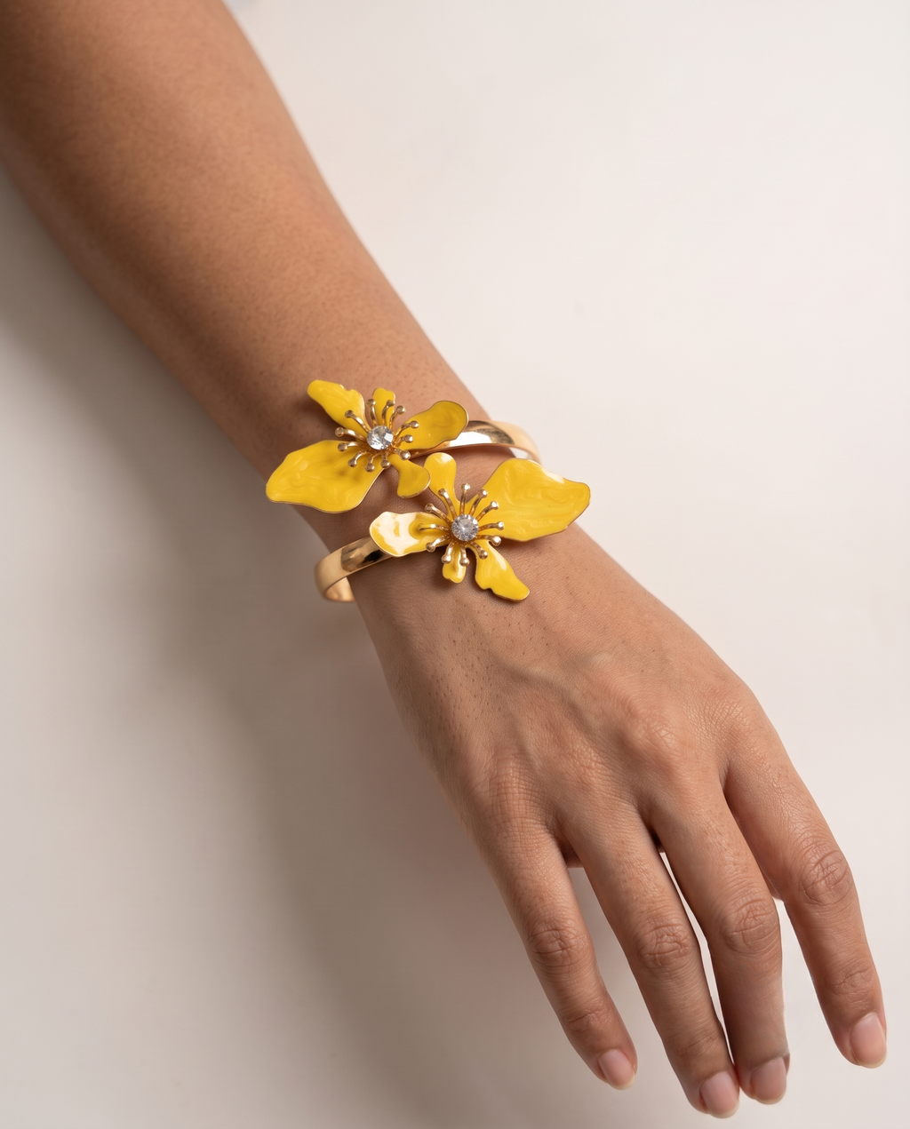 Yellow Flower Enamel Arm Cuff Bracelet
