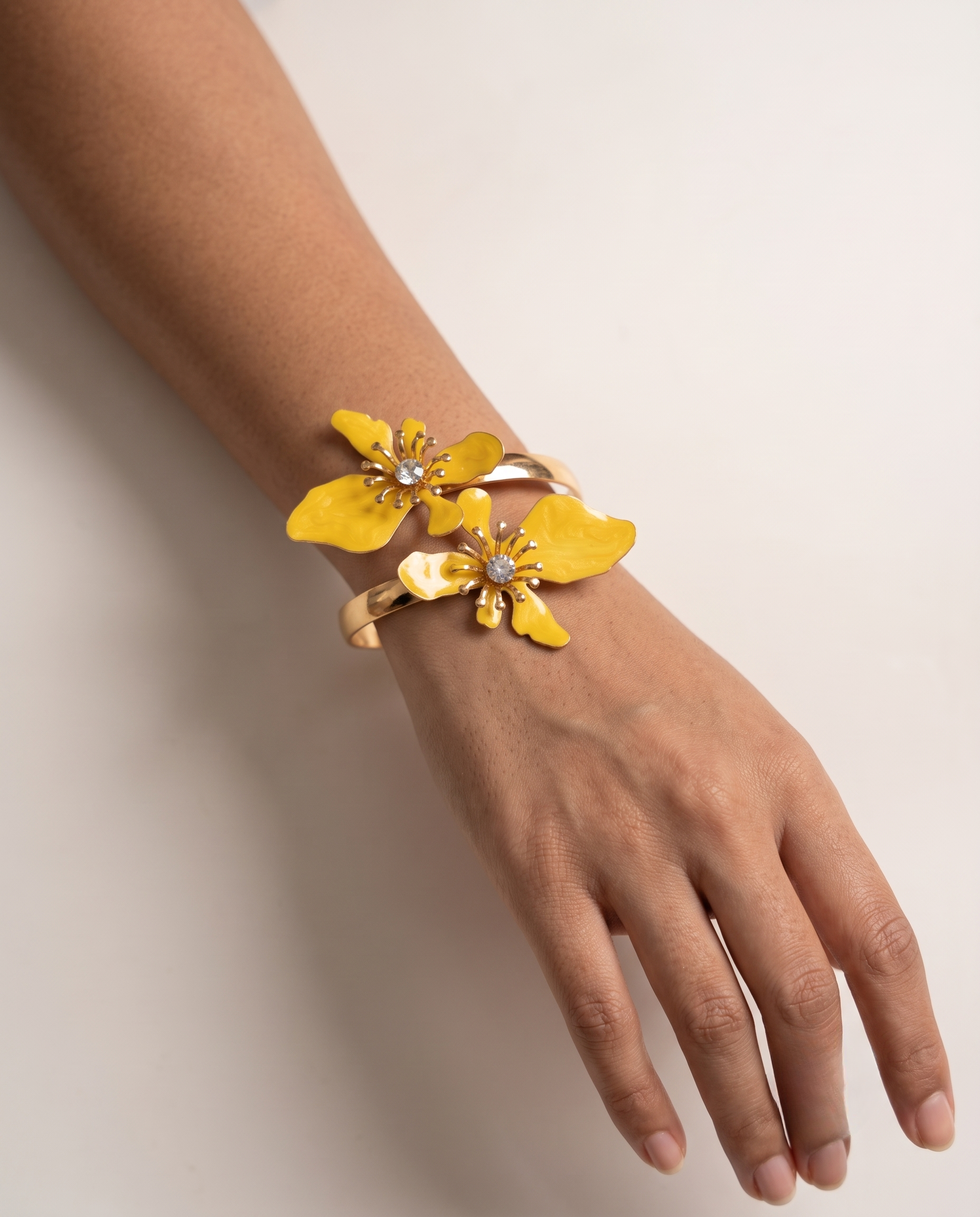 Yellow Flower Enamel Arm Cuff Bracelet