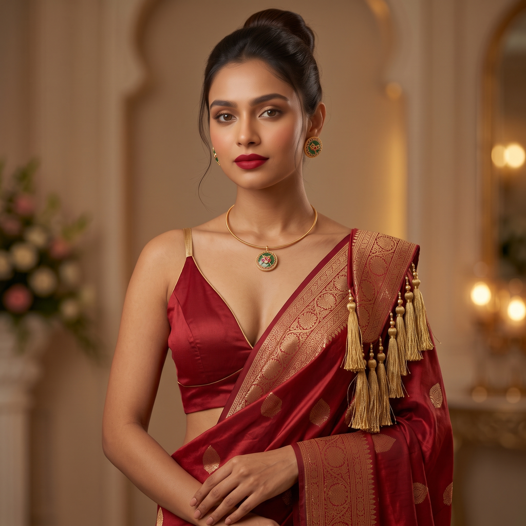 Emerald Lotus Meenakari Hasli & Earring Set