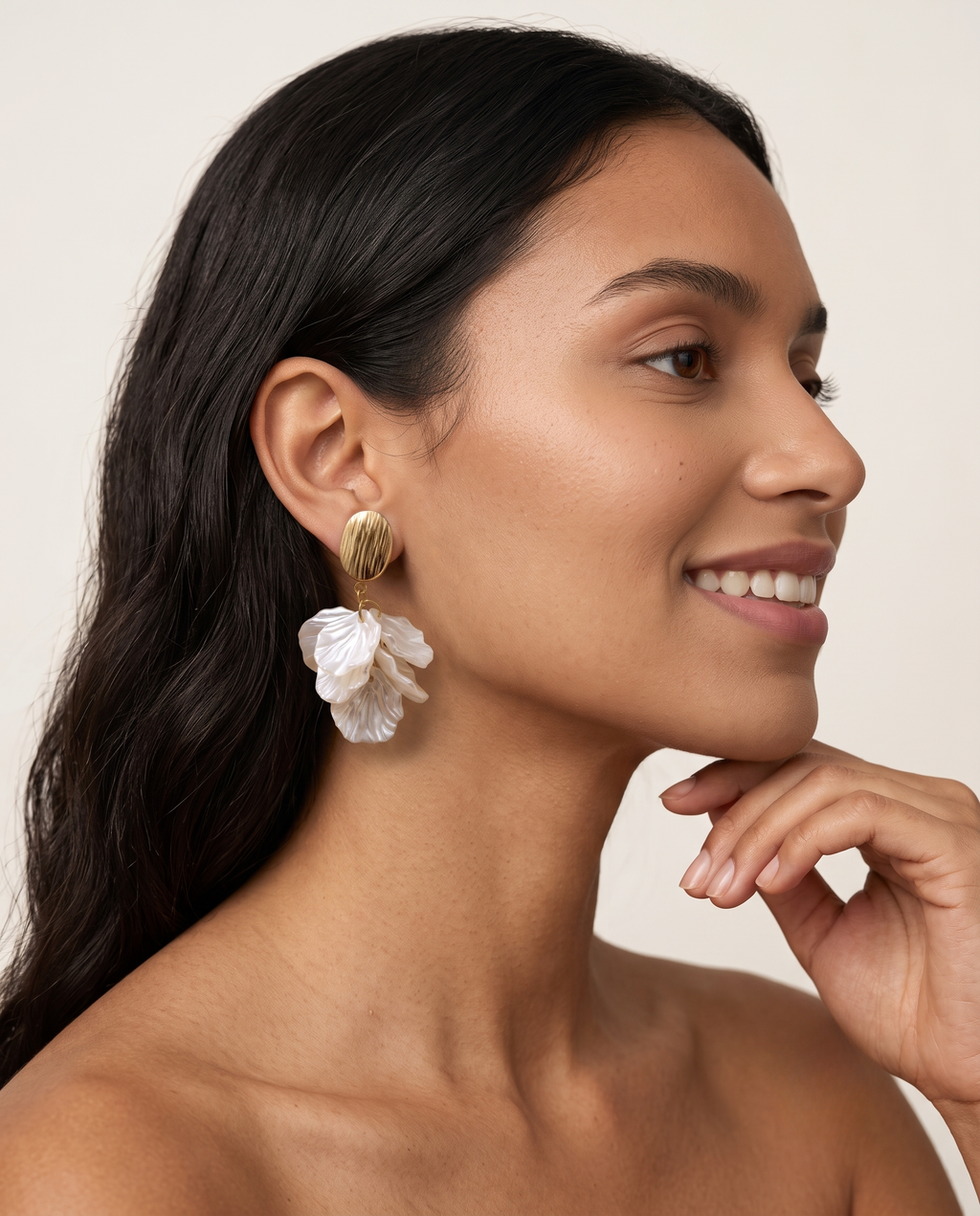 Ivory Acrylic Petal Drop Earrings