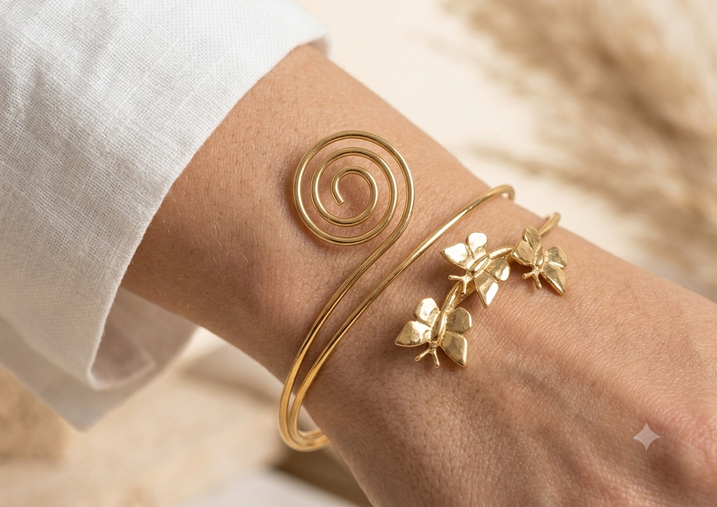Gold Dragonfly Arm Cuff Bracelet