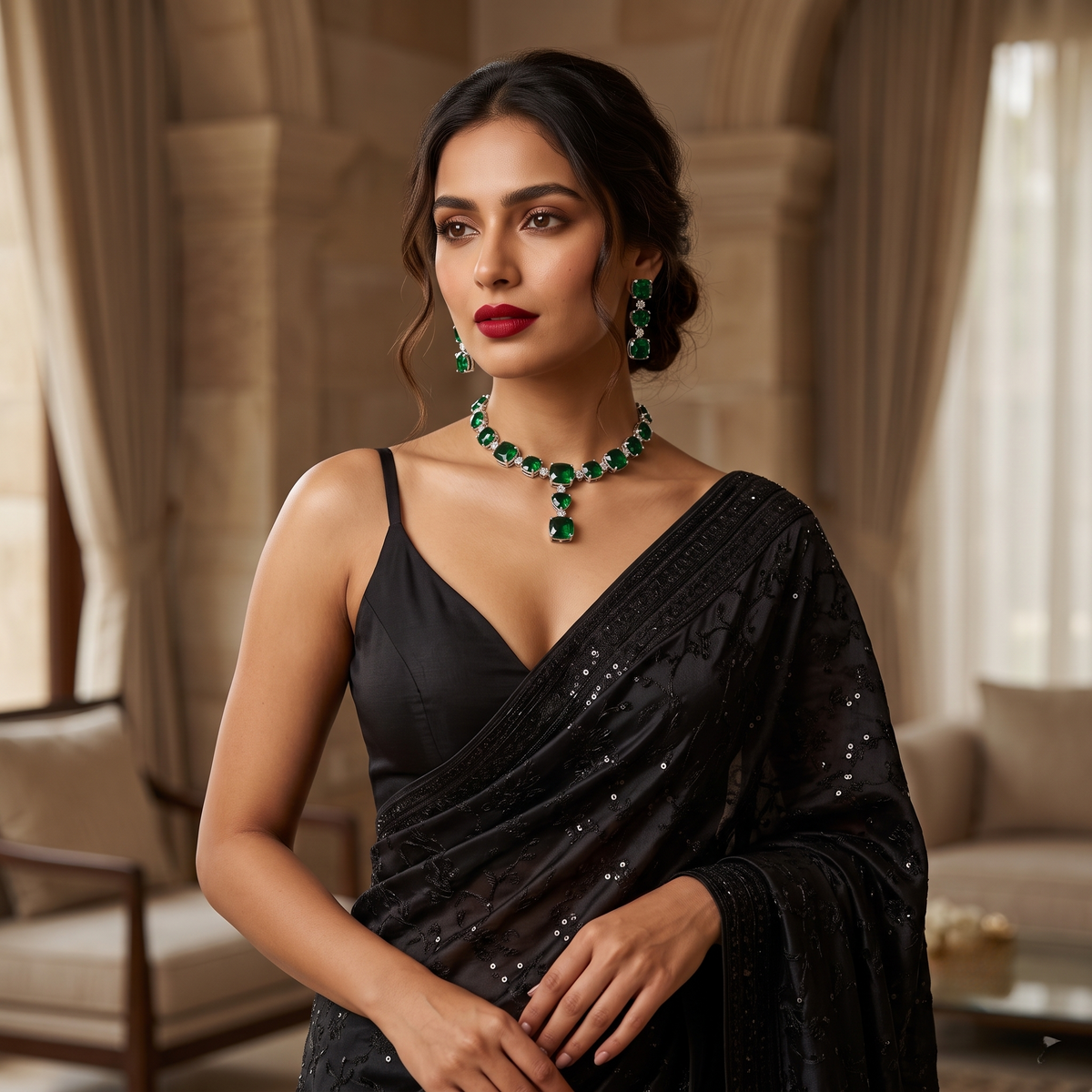 Green with Envy — Emerald Crystal Statement Necklace & Earring Set