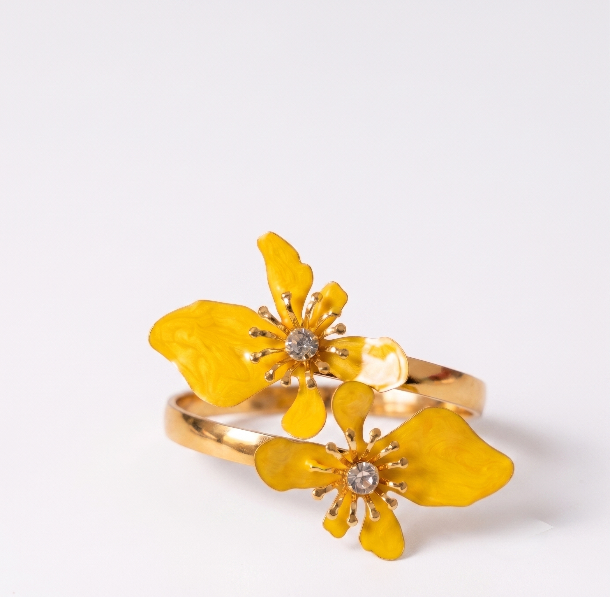 Yellow Flower Enamel Arm Cuff Bracelet
