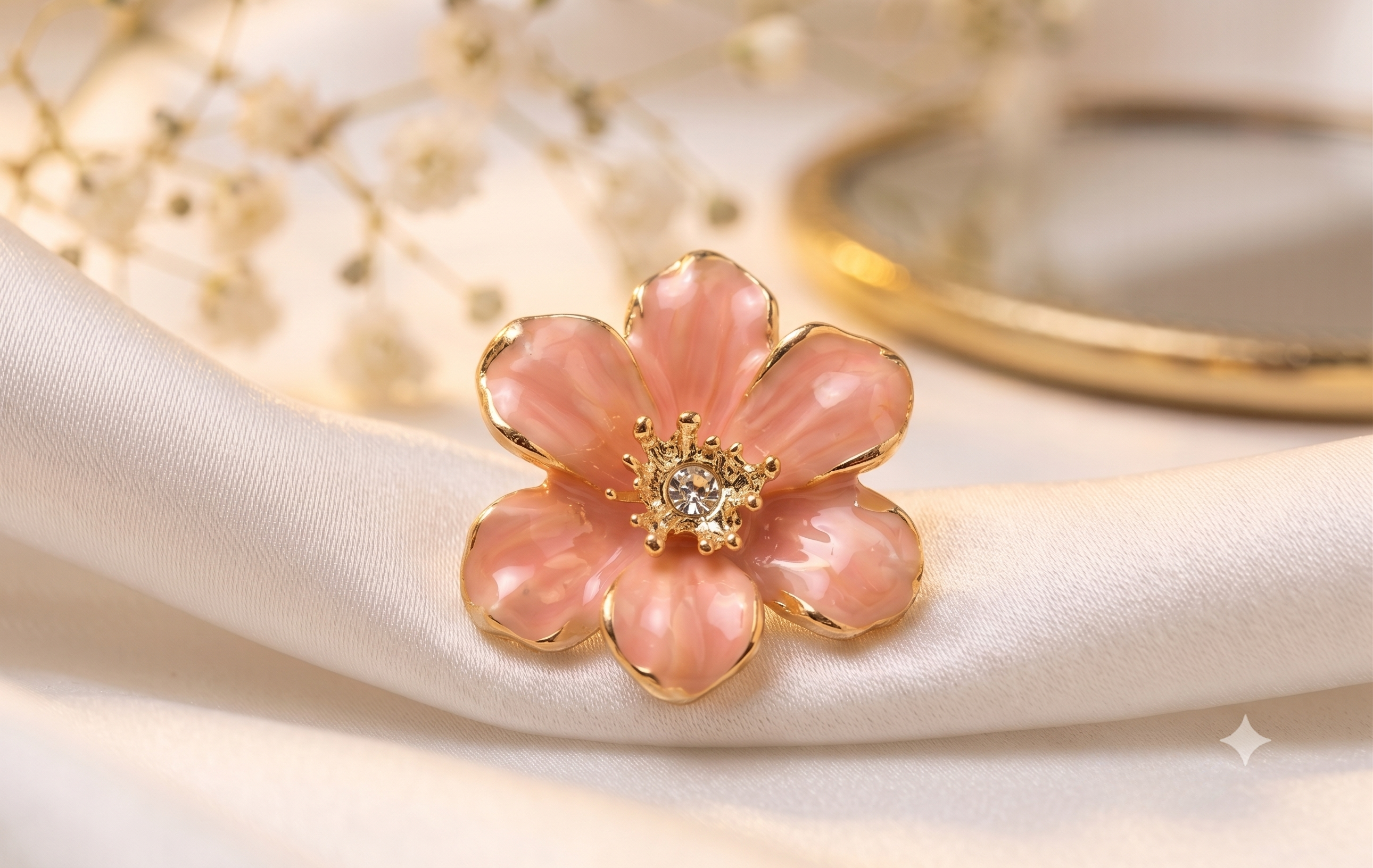 Peach Floral Studs