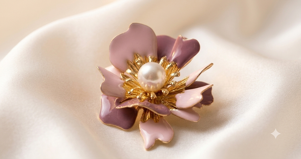 Mauve & Pink Dual Floral Pearl Earrings