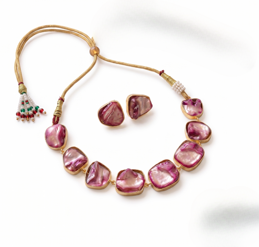 Pink Mother of Earth Necklace & Earring Set