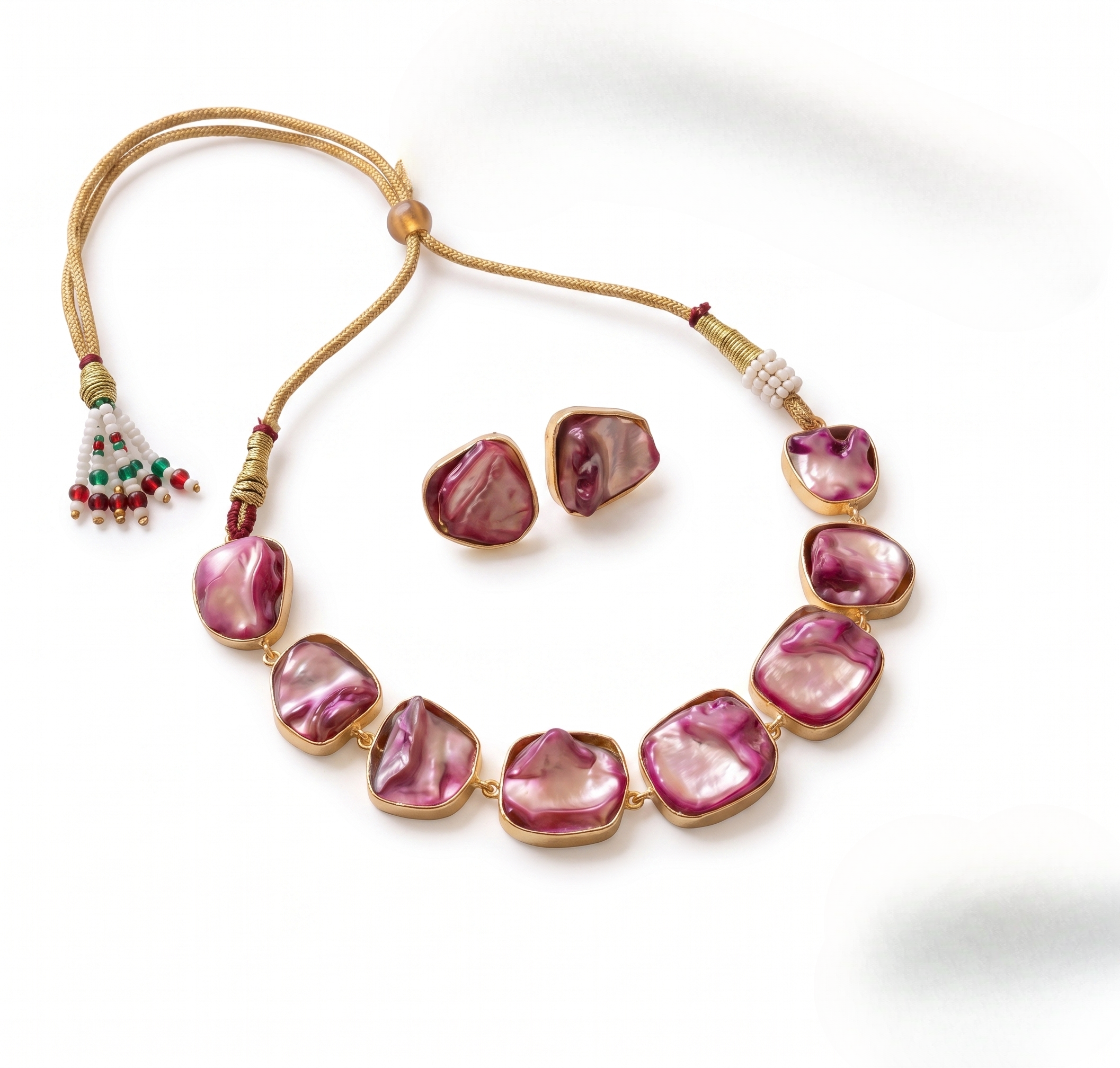 Pink Mother of Earth Necklace & Earring Set