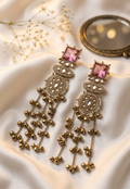 Rose Pink Kundan Long Kashmiri Jhumki