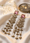 Rose Pink Kundan Long Kashmiri Jhumki
