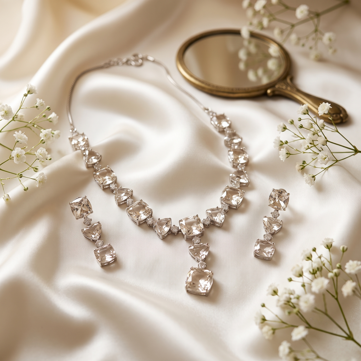 On the Rocks :  Crystal Statement Necklace & Earring Set