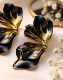 Black Glitter Petal Statement Earrings
