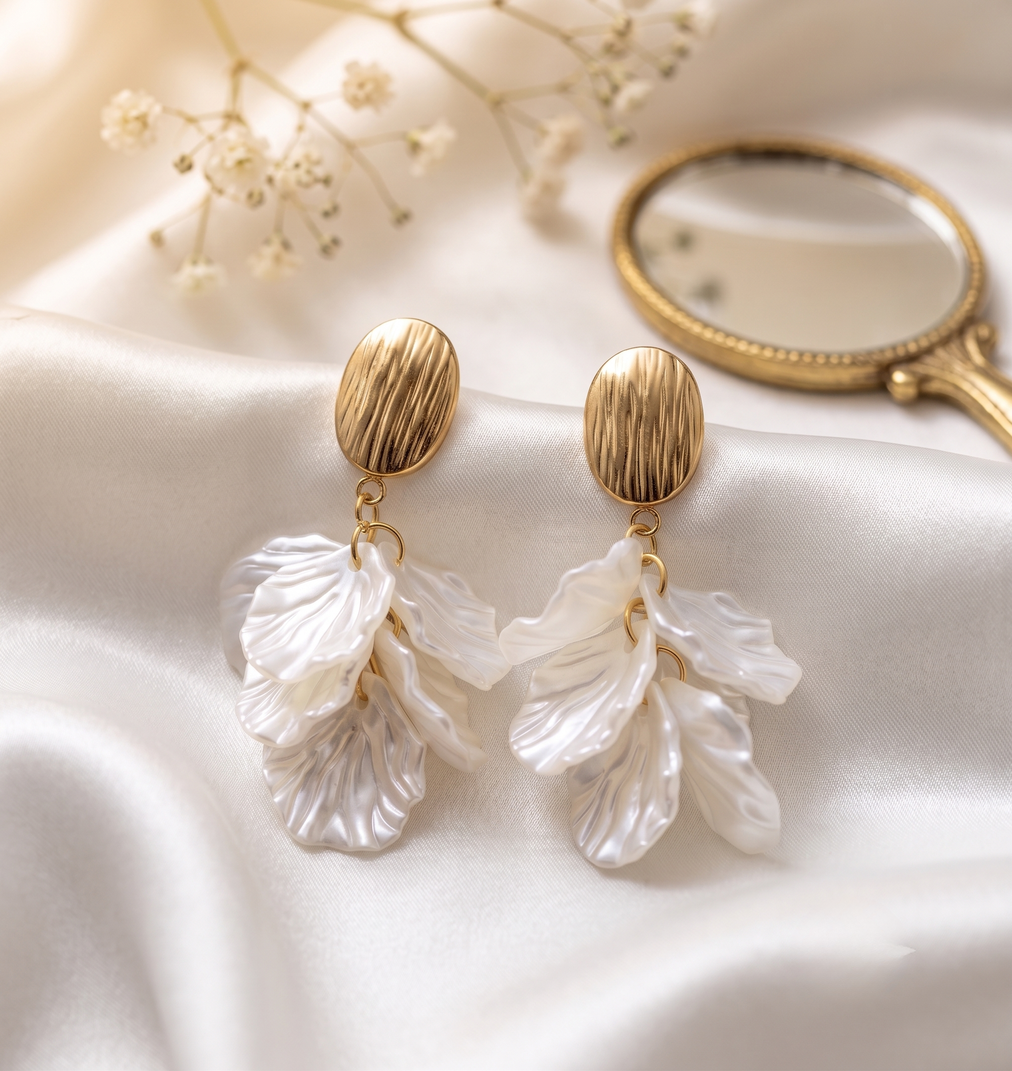 Ivory Acrylic Petal Drop Earrings