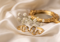 Wavy Diamond CZ Gold Bangle