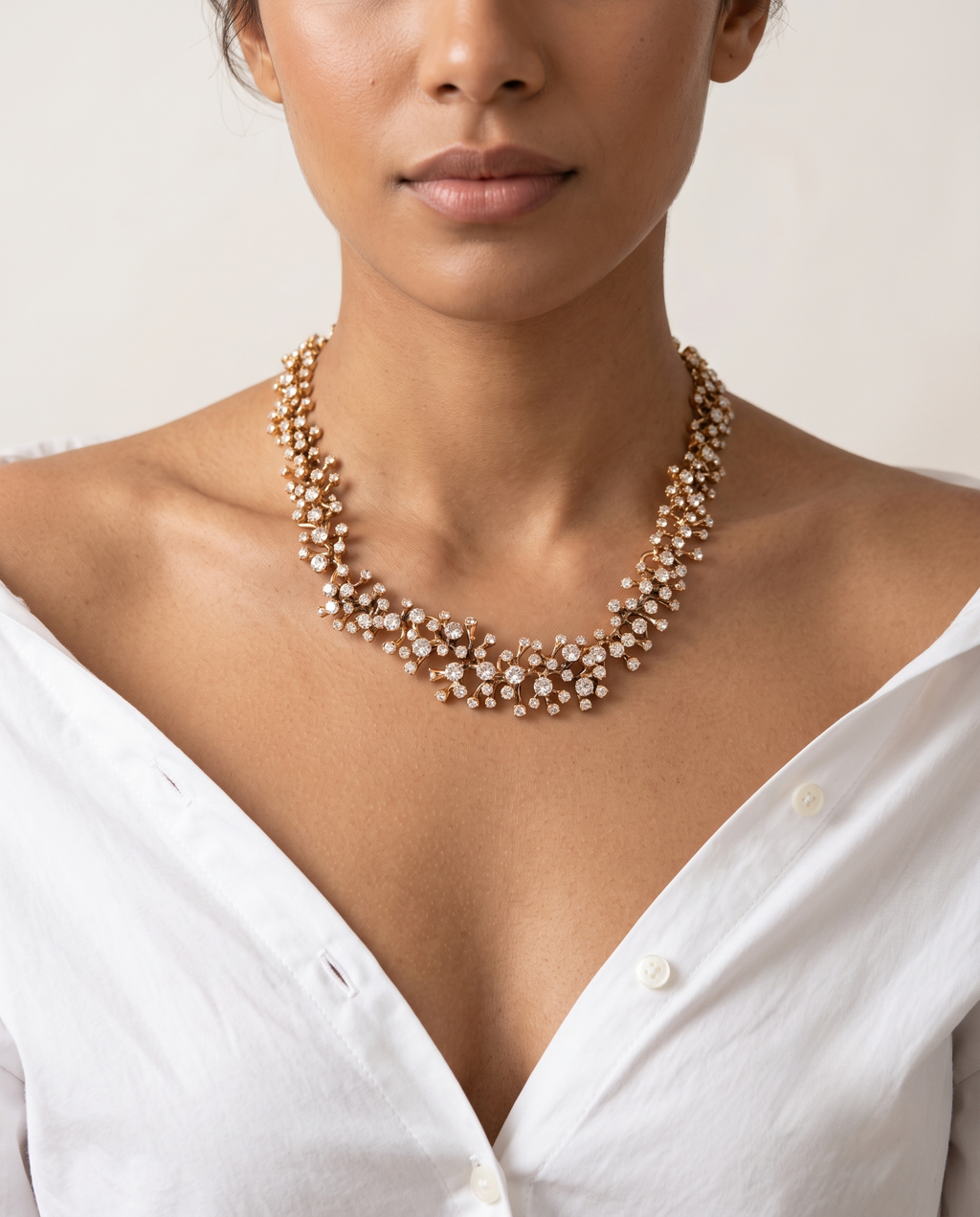 Crystal Rhinestone Studded Long Necklace