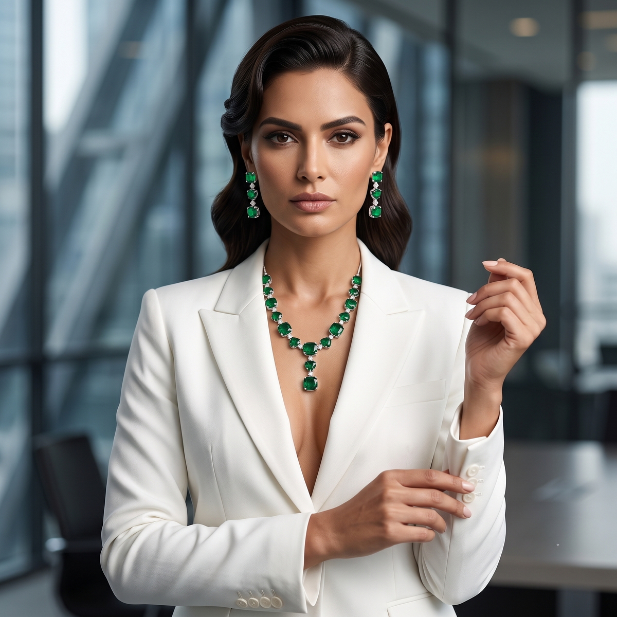 Green with Envy — Emerald Crystal Statement Necklace & Earring Set