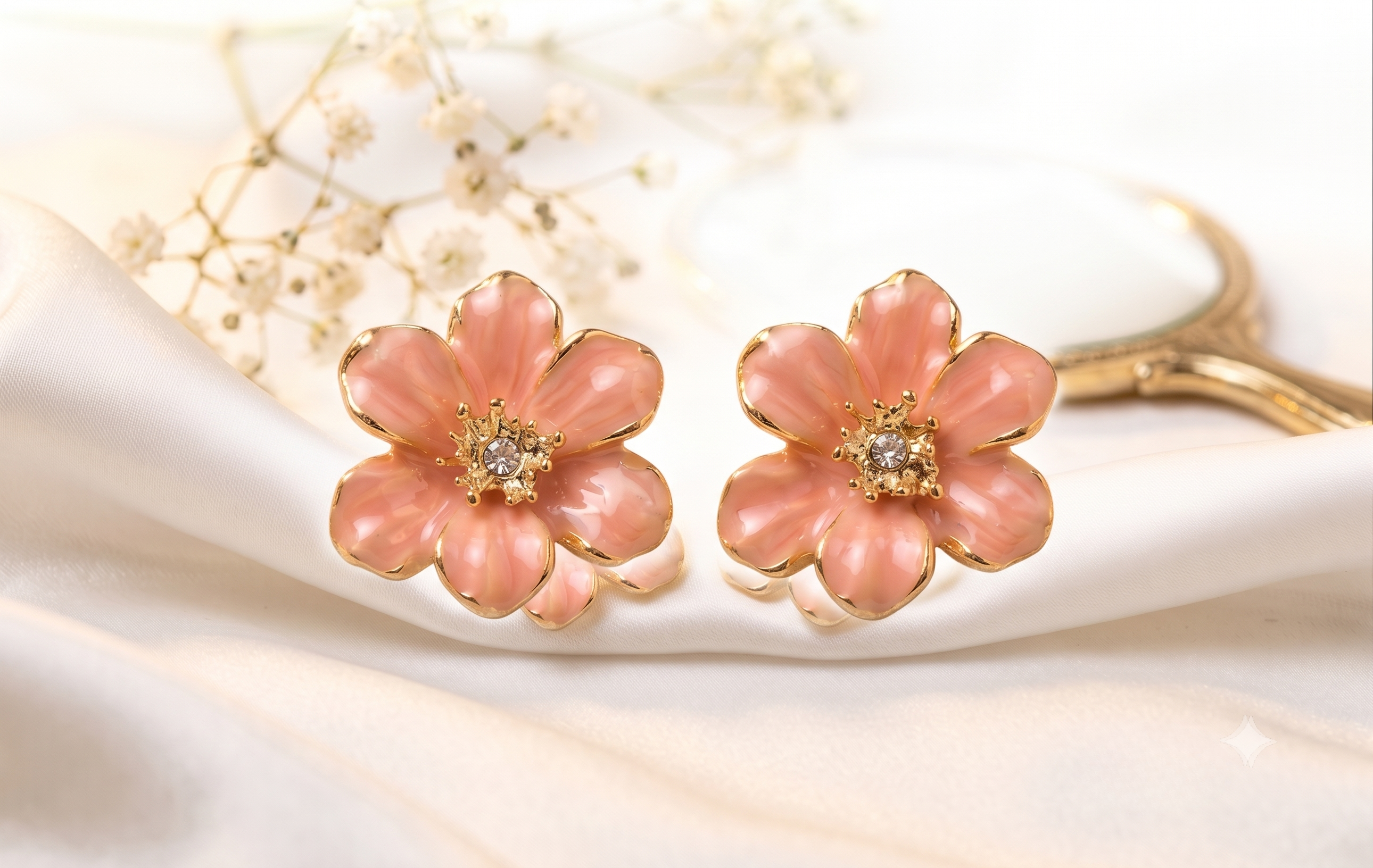 Peach Floral Studs
