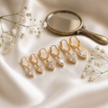 Dewdrop Trio (Heart) — Crystal Drop Huggie Hoops · Set of 3