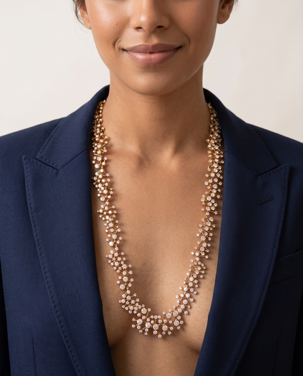 Crystal Rhinestone Studded Long Necklace
