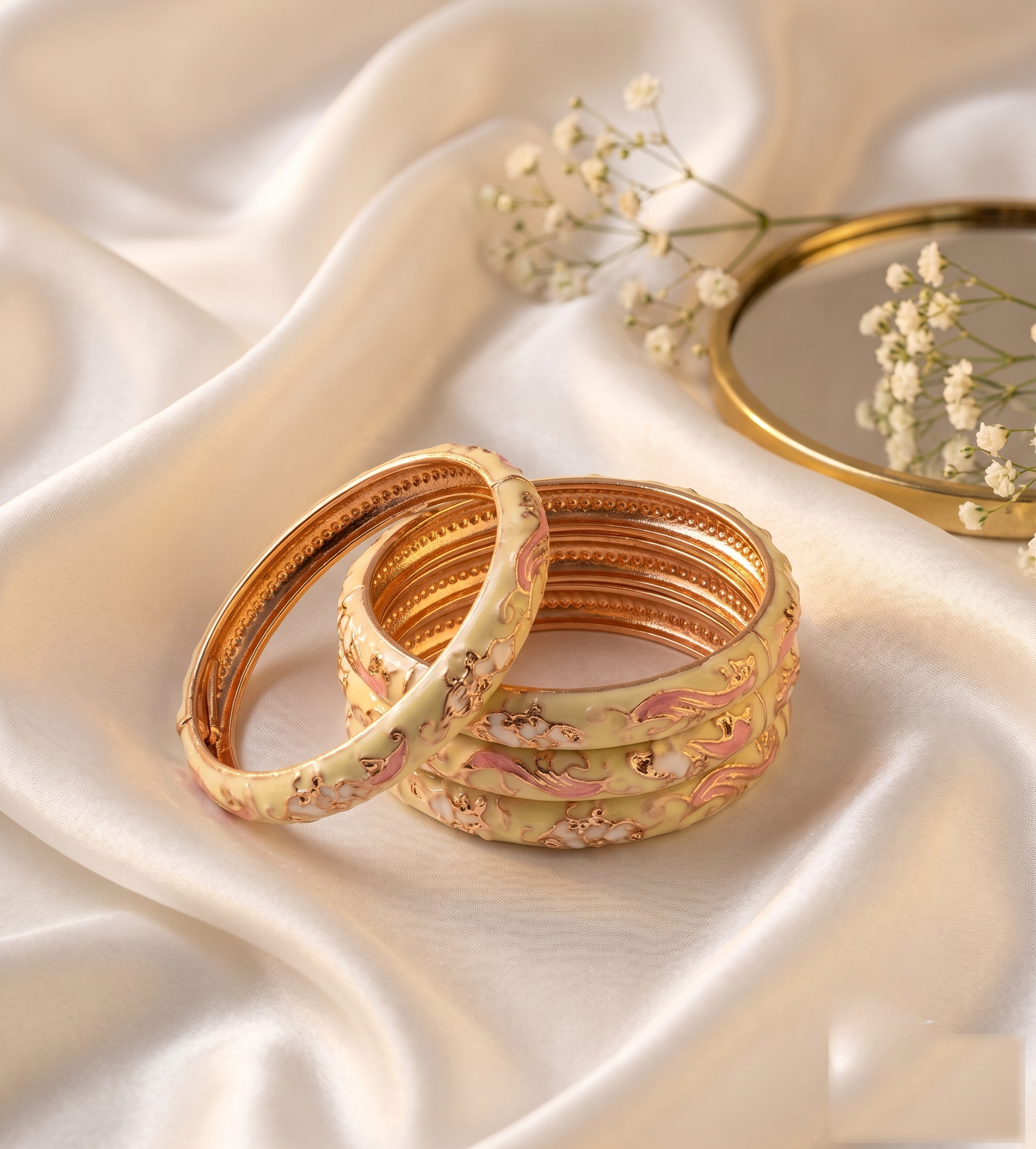 Lemon Yellow Meenakari Bangle