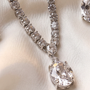 Silver Oval CZ Necklace & Earrings Set