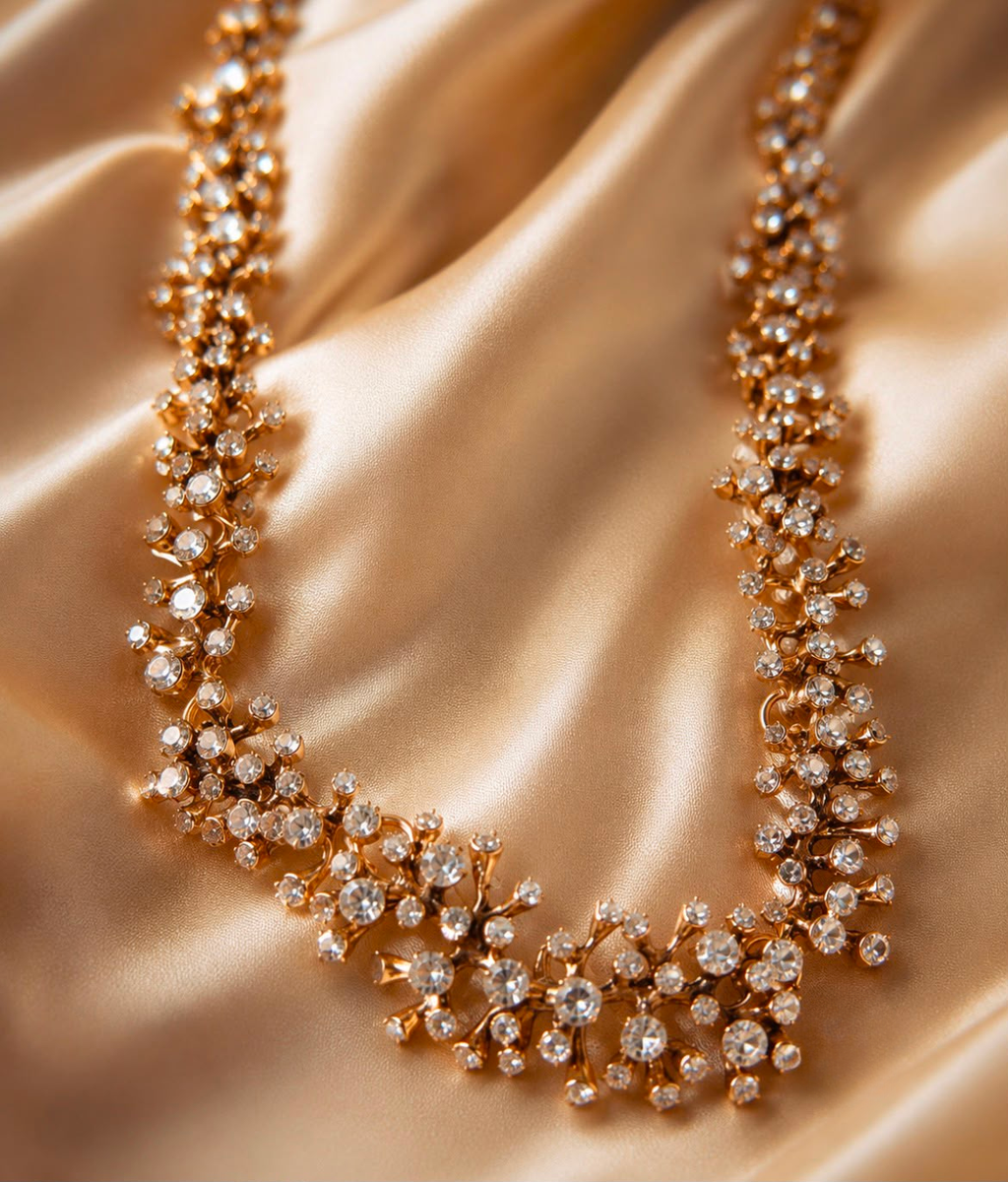Crystal Rhinestone Studded Long Necklace