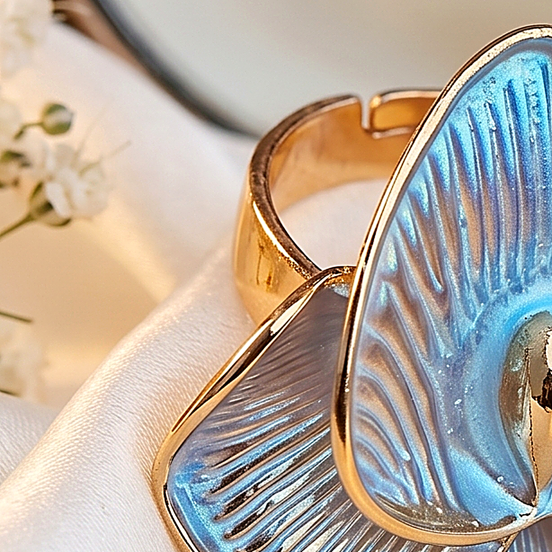 Ivory Calla Lily Enamel Ring