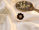 Noir Blossom Black Enamel Floral Ring