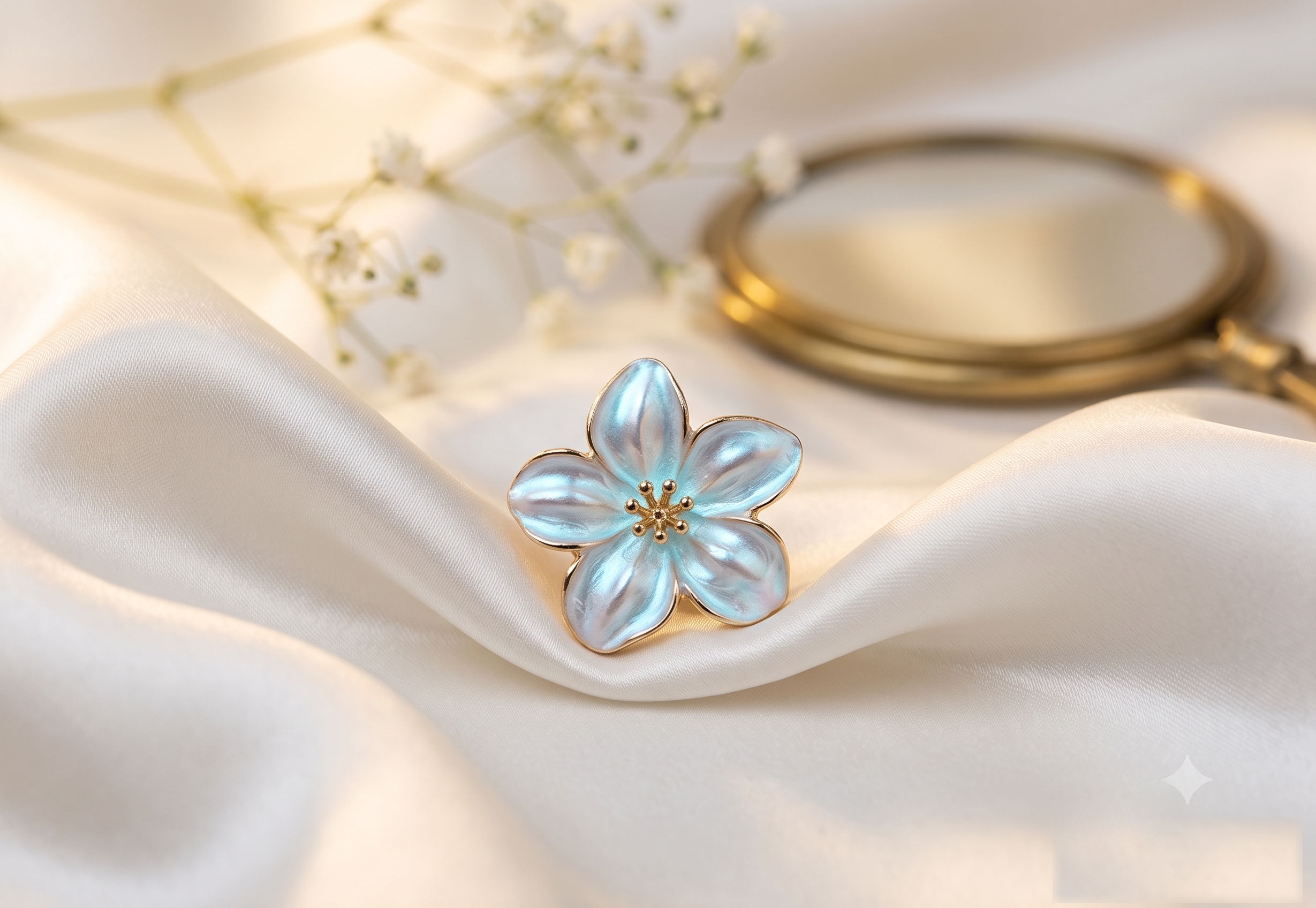 Frost Blossom Clear Resin Floral Ring