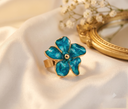Teal Posy Enamel Floral Ring
