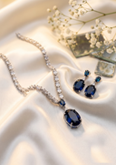 Sapphire Blue Pendant CZ Choker Set