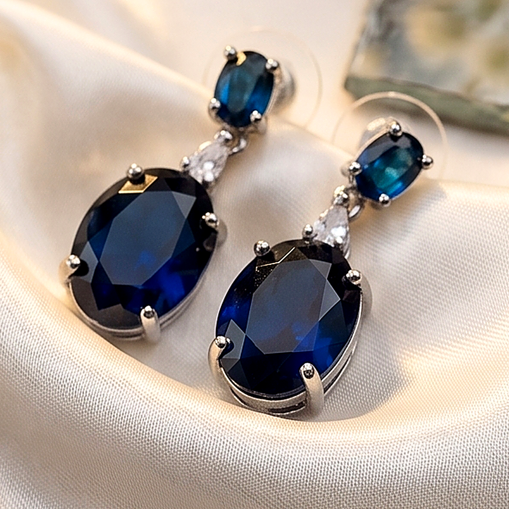 Sapphire Blue Pendant CZ Choker Set
