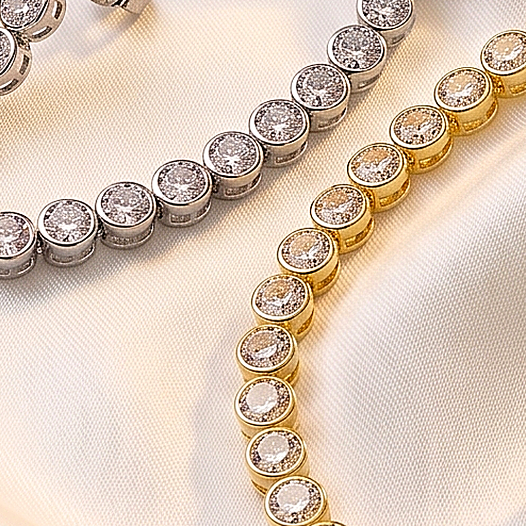 Silver Chain CZ Choker & Earring Set