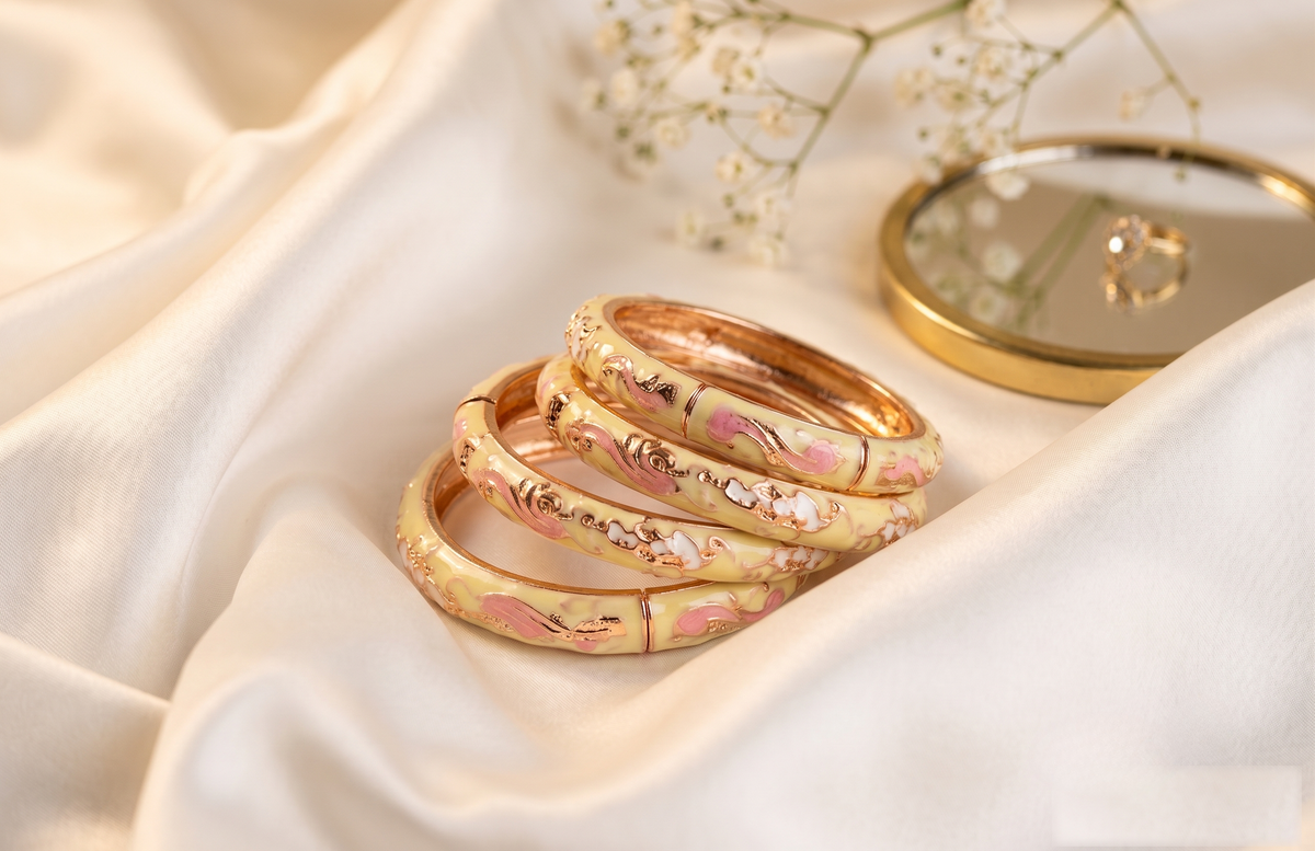 Lemon Yellow Meenakari Bangle