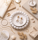 Ivory Acrylic Petal Drop Earrings